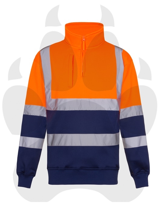 Orange/Navy 1/4 Zip Sweater
