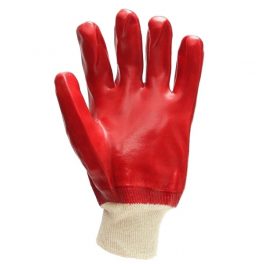 Red PVC knit-wristed glove-7910