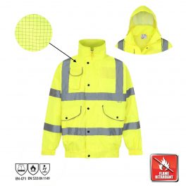 High Visibility Yellow Flame Retardant Bomber Jacket-0